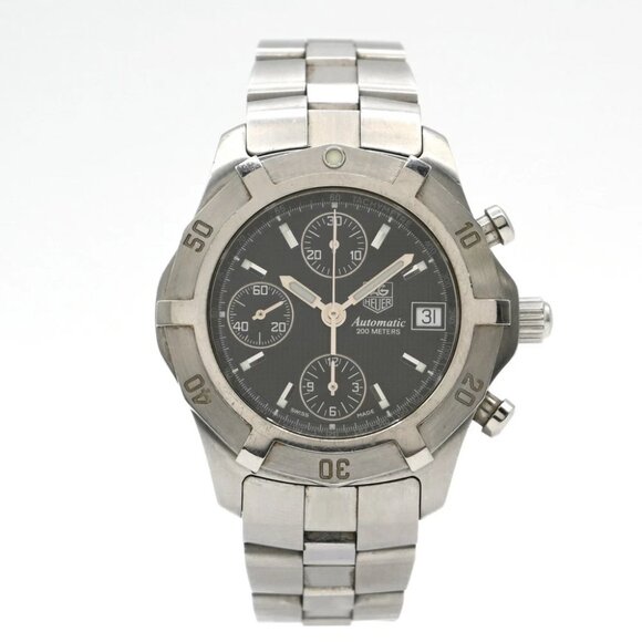 TAG HEUER Aquaracer Chronogra Date Watch CN2111 Automatic SS Black Dial - Picture 1 of 14